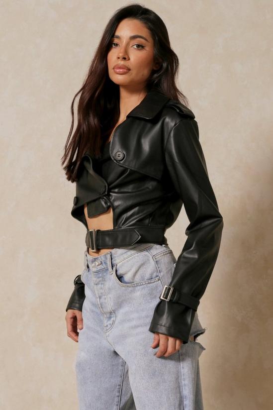 MissPap Leather Look Cut Out Belted Jacket 1