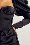 MissPap Premium Satin Puff Sleeve Drape Midi Dress thumbnail 2