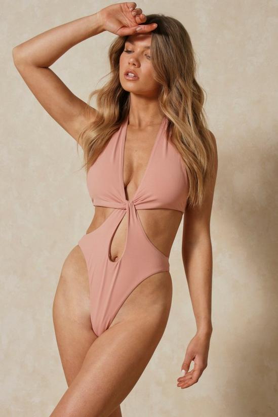 MissPap Knot Front High Legged Swimsuit 1