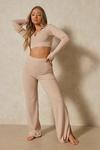 MissPap Ribbed Polo Top Wide Leg Trouser Co-ord thumbnail 5