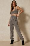 MissPap Acid Wash Lace Up Jogger And Crop Co-ord thumbnail 1
