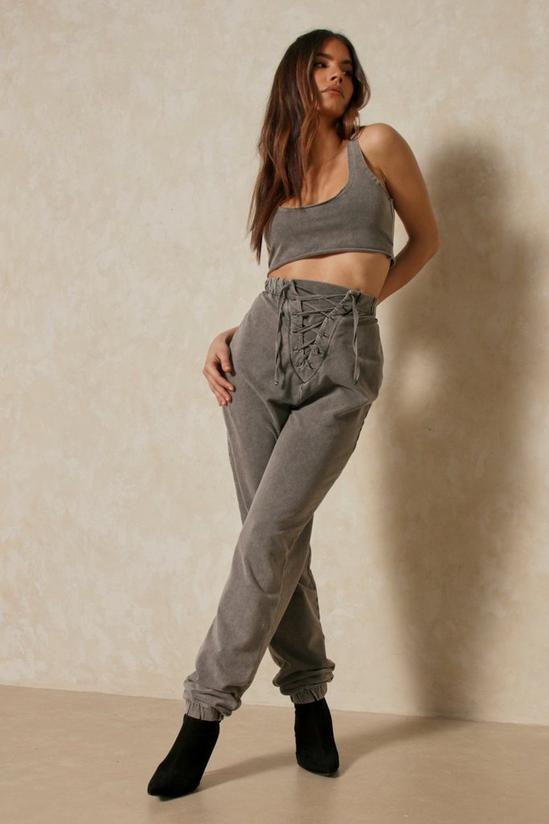 MissPap Acid Wash Lace Up Jogger And Crop Co-ord 4