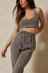MissPap Acid Wash Lace Up Jogger And Crop Co-ord thumbnail 5