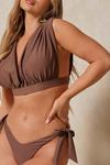 MissPap Ruched Shoulder Plunge Bikini Set thumbnail 2