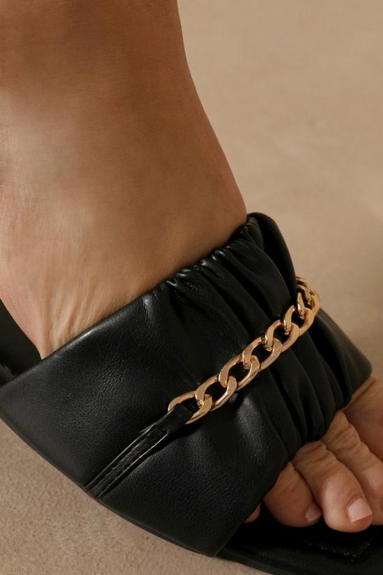 MissPap Leather Look Square Chain Detail Mule 3