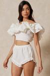 MissPap Broderie Anglaise Bardot Frill Crop Top thumbnail 1