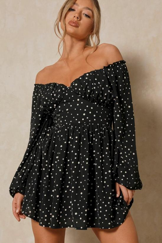 MissPap Polka Dot Off Shoulder Mini Dress 1