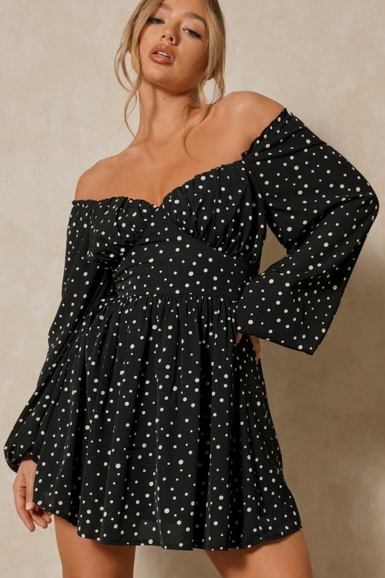 MissPap Polka Dot Off Shoulder Mini Dress 5
