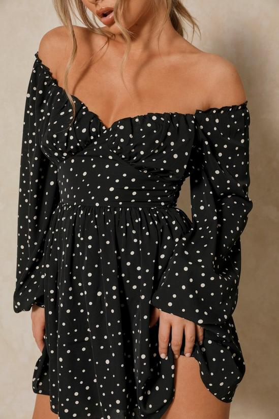 MissPap Polka Dot Off Shoulder Mini Dress 6