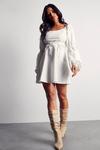 MissPap Poplin Ruched Front Long Sleeve Dress thumbnail 4