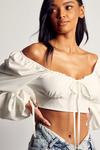 MissPap Ruched Front Balloon Sleeve Crop Blouse thumbnail 5