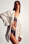 MissPap Crinkle Ruched Tie Front Beach Cover Up thumbnail 1