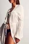 MissPap Crinkle Ruched Tie Front Beach Cover Up thumbnail 2
