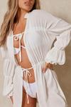 MissPap Crinkle Ruched Tie Front Beach Cover Up thumbnail 6