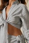 MissPap Textured Linen Look Oversized Tie Shirt thumbnail 2