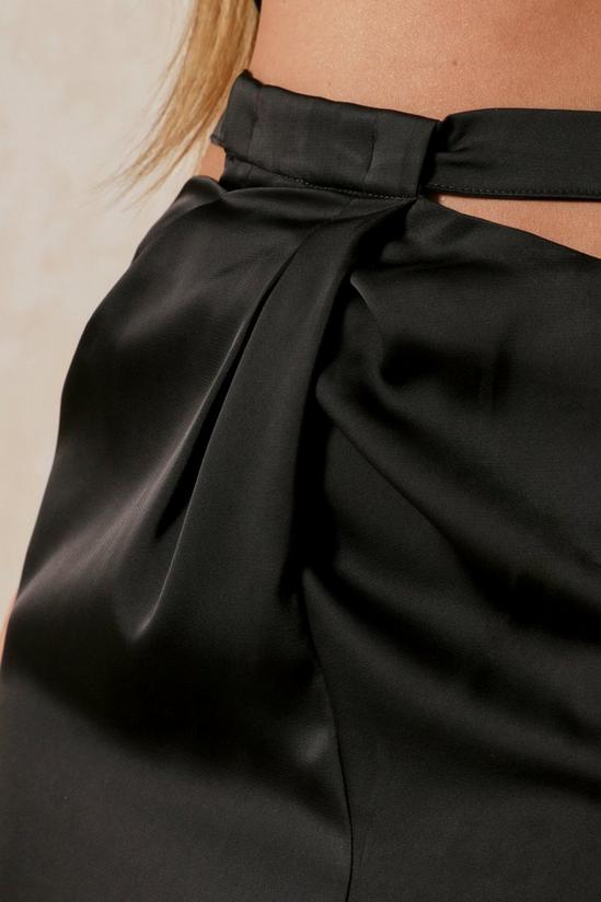 MissPap Satin Cut Out Drape Midi Skirt 6