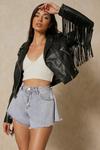 MissPap Faux Leather Biker Jacket With Fringing thumbnail 1