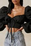 MissPap Poplin Ruched Cup Puff Sleeve Crop Top thumbnail 2