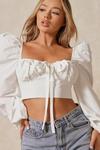 MissPap Poplin Ruched Cup Puff Sleeve Crop Top thumbnail 5