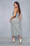 MissPap Textured Linen Look Ruched Cut Out Midi Dress thumbnail 3