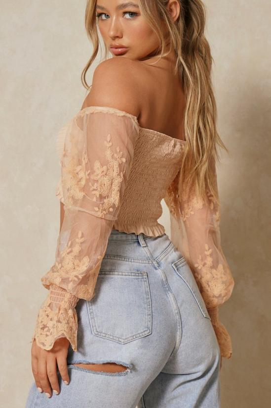 MissPap Ruched Front Crop Top With Lace Sleeves 3
