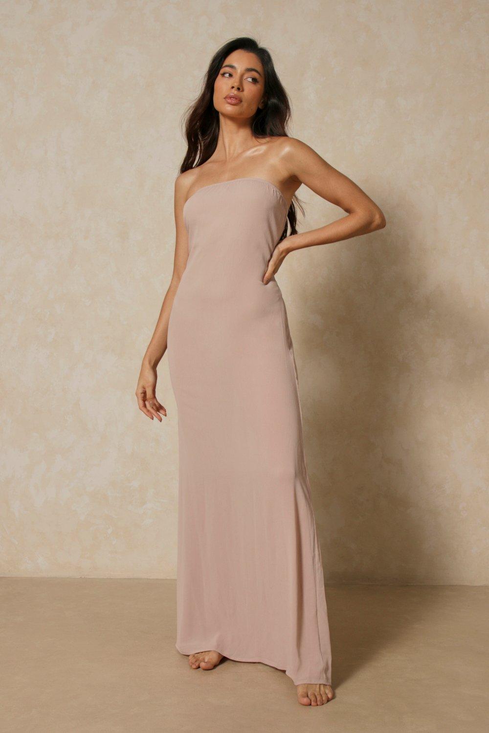 Misspap Sheer Knitted Bandeau Maxi Dress