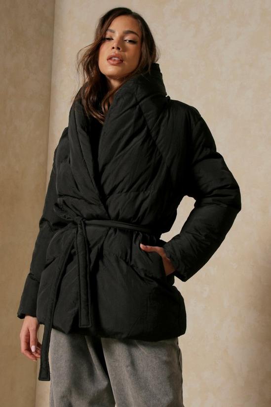 MissPap Belted Oversized Collar Detail Puffer 1