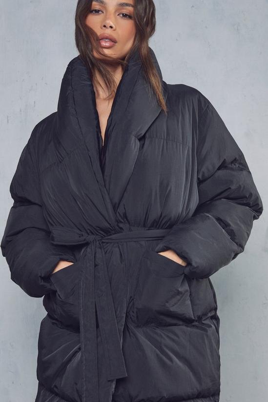 MissPap Belted Oversized Collar Maxi Puffer Coat 2