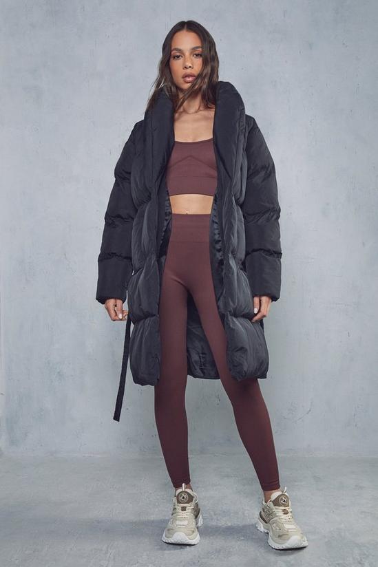 MissPap Belted Oversized Collar Maxi Puffer Coat 4