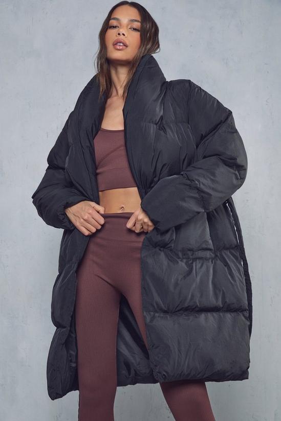MissPap Belted Oversized Collar Maxi Puffer Coat 5