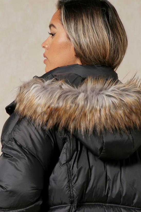 MissPap Faux Fur Trim Hooded Puffer Coat 2