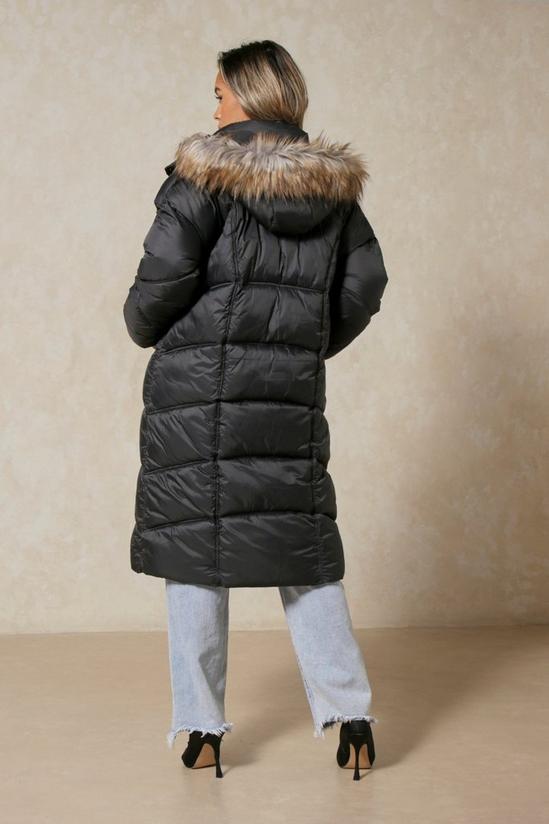 MissPap Faux Fur Trim Hooded Puffer Coat 3