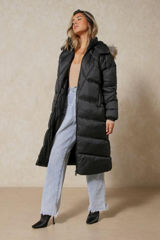MissPap Faux Fur Trim Hooded Puffer Coat 4