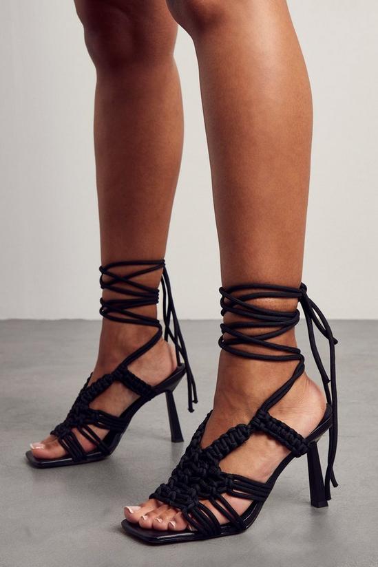 MissPap Woven Lace Up Strappy Heels 1