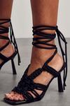 MissPap Woven Lace Up Strappy Heels thumbnail 2