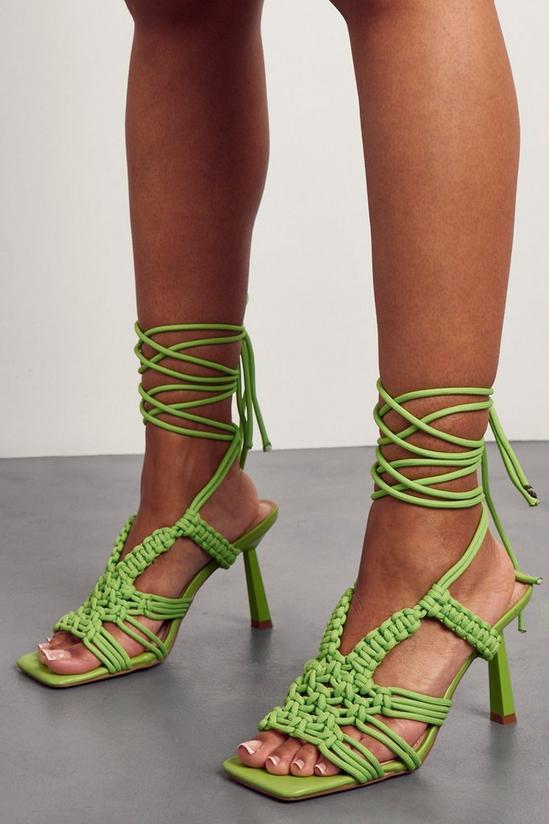 MissPap Neon Woven Lace Up Strappy Heels 1