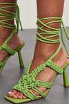 MissPap Neon Woven Lace Up Strappy Heels thumbnail 2