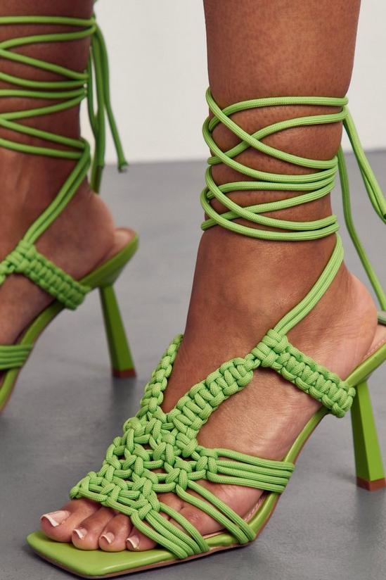 MissPap Neon Woven Lace Up Strappy Heels 2