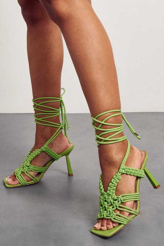 MissPap Neon Woven Lace Up Strappy Heels 3