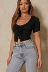 MissPap Embroidery Analgise Lace Up Crop Top thumbnail 1