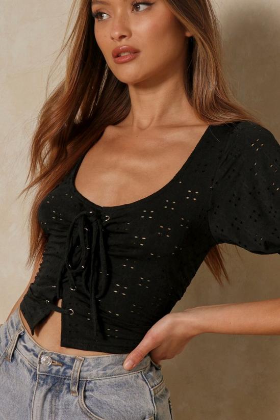 MissPap Embroidery Analgise Lace Up Crop Top 5
