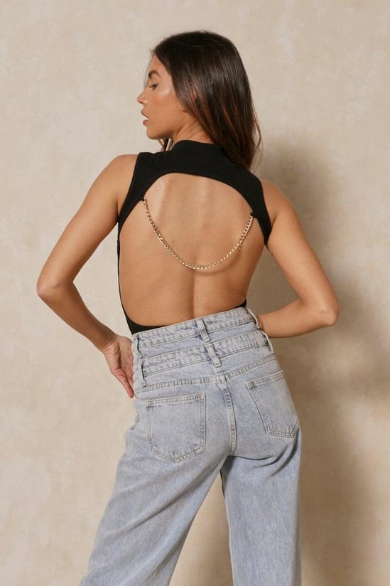 MissPap Chain Detail Backless Bodysuit 3