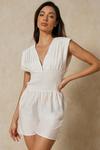 MissPap Pleated V Neck Textured Playsuit thumbnail 1