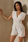MissPap Pleated V Neck Textured Playsuit thumbnail 4