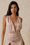 MissPap Satin Ruched Strappy Maxi Dress thumbnail 6