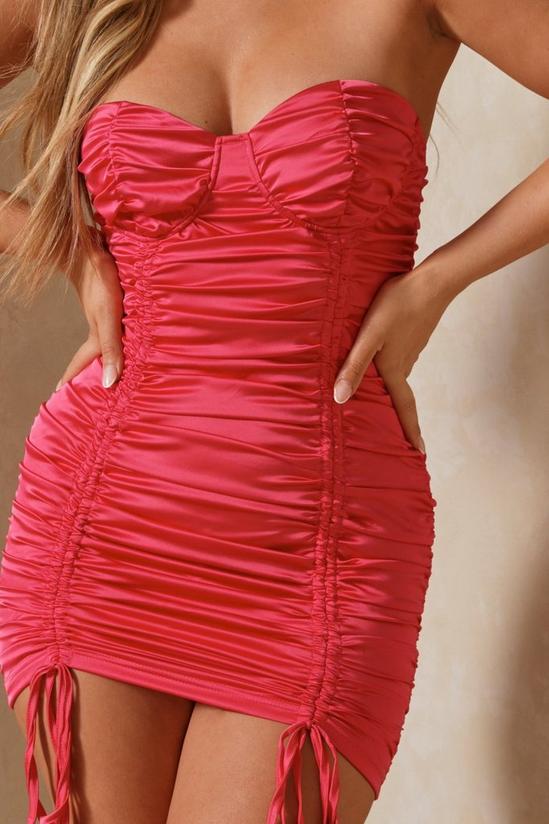 MissPap Satin Extreme Ruched Bandeau Mini Dress 2