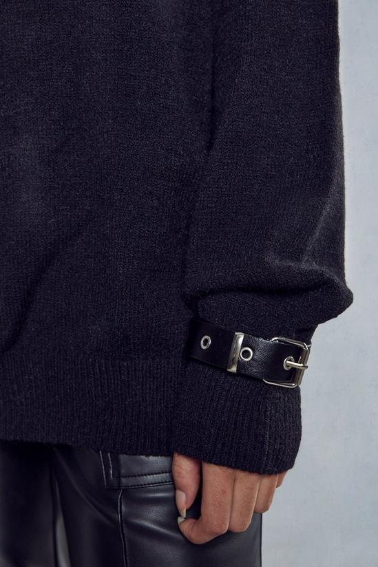 MissPap Leather Look Pocket & Cuff Detail Jumper 2