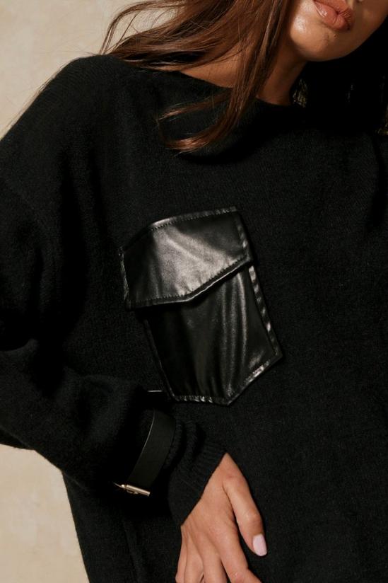 MissPap Leather Look Pocket & Cuff Detail Jumper 6