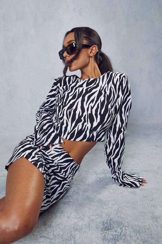 MissPap Zebra Print Shoulder Pad Top Skirt Co-ord 4