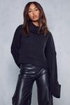 MissPap Ribbed Roll Neck Cropped Jumper thumbnail 5